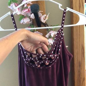 Sparkly maroon tank top